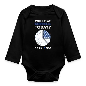 Sport Will I Play Korfball - Organic Longsleeve Baby Bodysuit - black - Front