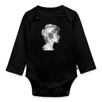 One line drawing woman - Organic Longsleeve Baby Bodysuit - black - Front