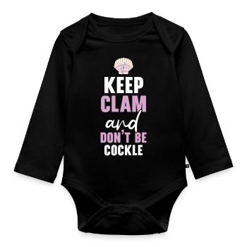 Keep Calm And Don't Be Cockle Shell Beachcombing - Baby Bio-Langarm-Body - Schwarz - Vorne