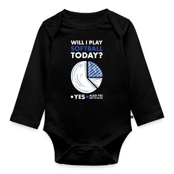 Sport vais-je jouer au softball - Body Bébé bio manches longues - noir - Devant