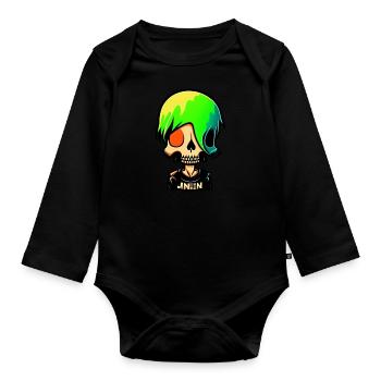 Red-eyed skeleton - Organic Longsleeve Baby Bodysuit - black - Front