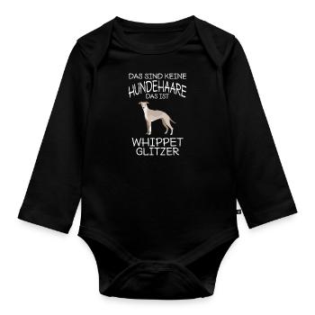 Whippet Hundehalter Das Ist Whippet Glitzer - Baby Bio-Langarm-Body - Schwarz - Vorne