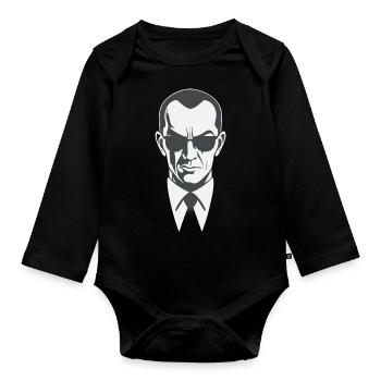 Agent Schmied - Baby Bio-Langarm-Body - Schwarz - Vorne