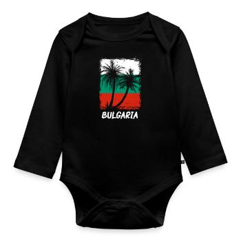 Drapeau de la Bulgarie Drapeau bulgare Sables d’or - Body Bébé bio manches longues - noir - Devant