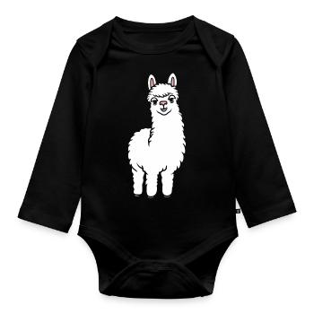 Humour mignon petit lama - Body Bébé bio manches longues - noir - Devant