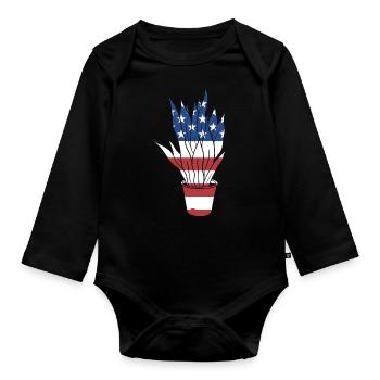 Jardinier Us Drapeau Jardinage - Body Bébé bio manches longues - noir - Devant