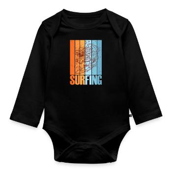 Barong Surfboard Summer Wave Bali Indonesia - Organic Longsleeve Baby Bodysuit - black - Front