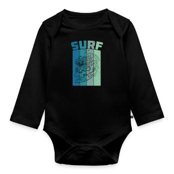 Bali Indonesia Summer Vacation Travel Surfing - Organic Longsleeve Baby Bodysuit - black - Front