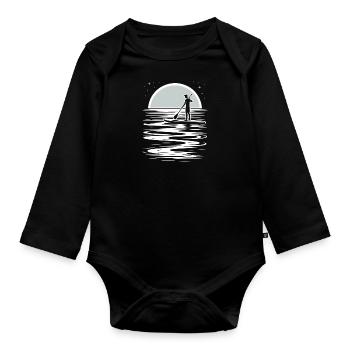 SUP sur la plage coucher de soleil - Body Bébé bio manches longues - noir - Devant