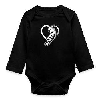 Perruche amoureuse - Body Bébé bio manches longues - noir - Devant