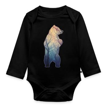 Jäger Bergsteiger Wanderer Bär - Baby Bio-Langarm-Body - Schwarz - Vorne