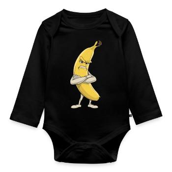 Banane - Baby Bio-Langarm-Body - Schwarz - Vorne