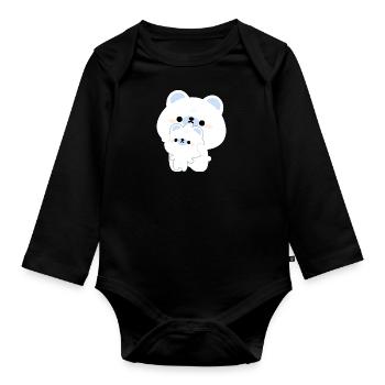 Couple d’ours polaires mignon - Body Bébé bio manches longues - noir - Devant