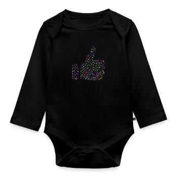 Gefällt mir! Like! Thumbs Up! - Baby Bio-Langarm-Body - Schwarz - Vorne