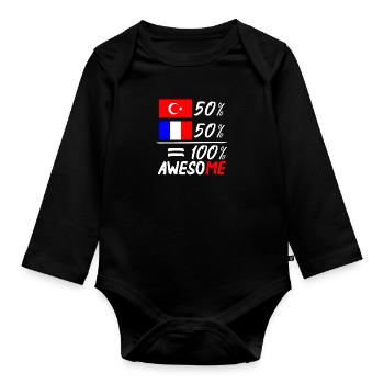Moitié Français moitié Turc - Baby Bio-Langarm-Body - Schwarz - Vorne