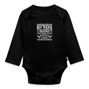 Dear Papa... - Organic Longsleeve Baby Bodysuit - black - Front