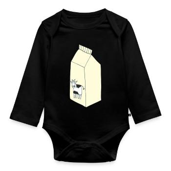 sac de lait - Body Bébé bio manches longues - noir - Devant
