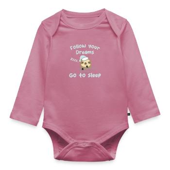 Follow your dreams, go to sleep - humour - Body Bébé bio manches longues - mauve - Devant