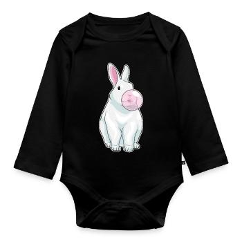 Gomme à mâcher de lapin - Body Bébé bio manches longues - noir - Devant