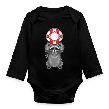 Raccoon Poker Jetons de poker - Body Bébé bio manches longues - noir - Devant
