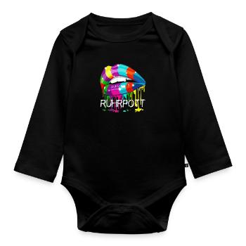 Ruhrpott Rainbow Lips - Baby Bio-Langarm-Body - Schwarz - Vorne