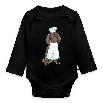 Otter Chef Chef Hat Cooking - Organic Longsleeve Baby Bodysuit - black - Front