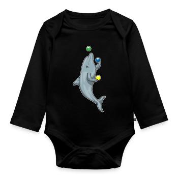 Jonglerie de jongleur de dauphin - Body Bébé bio manches longues - noir - Devant