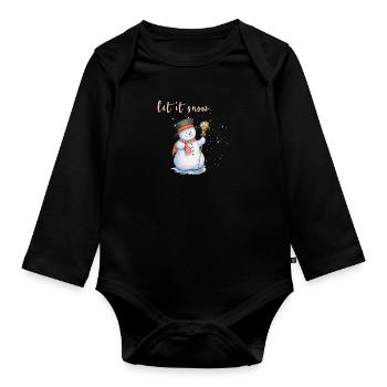 let it snow - Organic Longsleeve Baby Bodysuit - black - Front