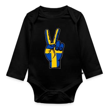Drapeau de la Suède Symbole de la Victoire de la Paix - Body Bébé bio manches longues - noir - Devant