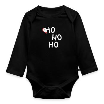 Motif de Noël HO HO HO HO - Body Bébé bio manches longues - noir - Devant