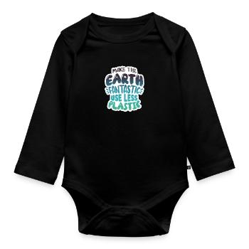 Reduce plastic - Organic Longsleeve Baby Bodysuit - black - Front