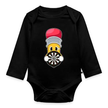Jeu de fléchettes Pencil Dart - Body Bébé bio manches longues - noir - Devant
