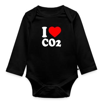 I love co2 - Organic Longsleeve Baby Bodysuit - black - Front