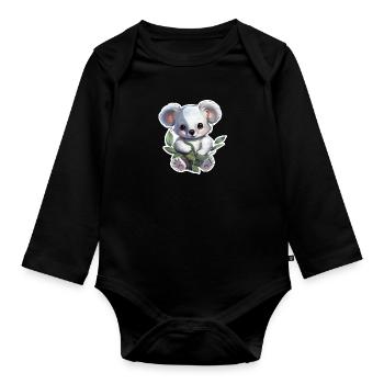 Koala Mignon - Body Bébé bio manches longues - noir - Devant