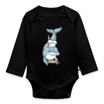 Dolphin Baker Bread Baking - Organic Longsleeve Baby Bodysuit - black - Front