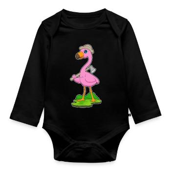 Hache de bûcheron flamant rose - Body Bébé bio manches longues - noir - Devant