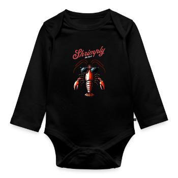 Shrimply the best word game - Organic Longsleeve Baby Bodysuit - black - Front