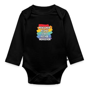 Human rights instead of right-wing people - Organic Longsleeve Baby Bodysuit - black - Front