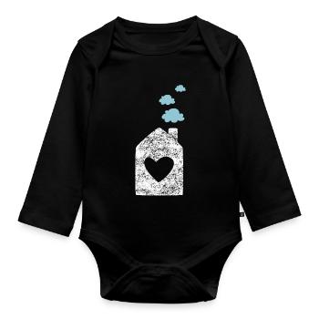 Accueil Coeur Grunge Cloud Pépinière Sweet Home - Body Bébé bio manches longues - noir - Devant