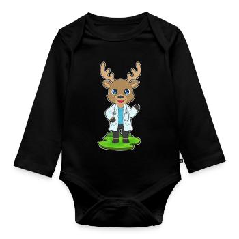 Stéthoscope Reindeer Doctor - Body Bébé bio manches longues - noir - Devant