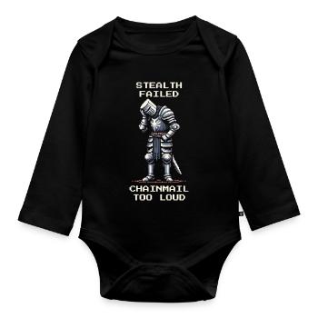 Stealth failed | Chainmail too loud - Knight - Organic Longsleeve Baby Bodysuit - black - Front