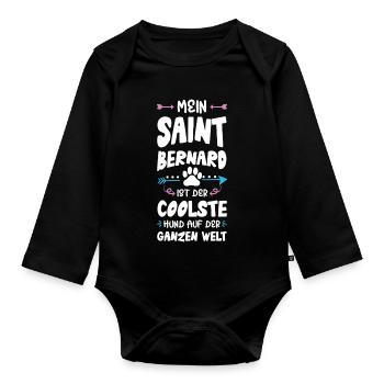 saint bernard bernhardiner hund spruch - Baby Bio-Langarm-Body - Schwarz - Vorne