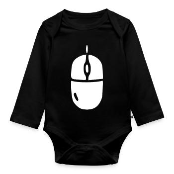 Computer Mouse Office Gift - Organic Longsleeve Baby Bodysuit - black - Front