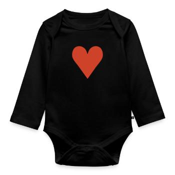 Heart / love - Organic Longsleeve Baby Bodysuit - black - Front