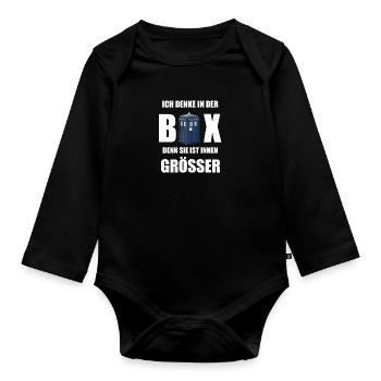 Sie ist innen grösser - Baby Bio-Langarm-Body - Schwarz - Vorne