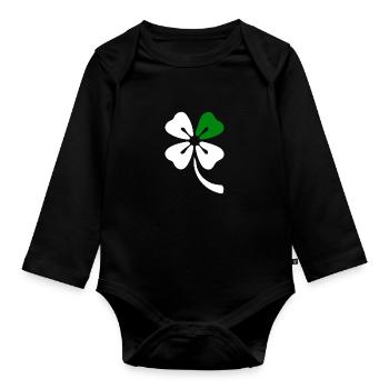 Trèfle à quatre feuilles - Body Bébé bio manches longues - noir - Devant
