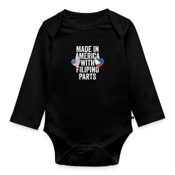 HERGESTELLT IN AMERIKA MIT PHILIPPINISCHEN TEILEN - Baby Bio-Langarm-Body - Schwarz - Vorne