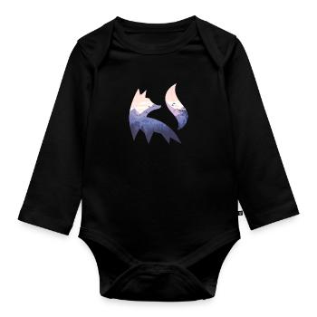 Fox Silhouette Forest Nature Animal Red Fox Forest Animal - Organic Longsleeve Baby Bodysuit - black - Front