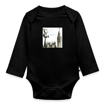 Big Ben's Time Keeper Mouse - Organic Longsleeve Baby Bodysuit - black - Front