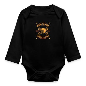 Born To Ride MC Skull Motorcycle Design - Organic Longsleeve Baby Bodysuit - black - Front